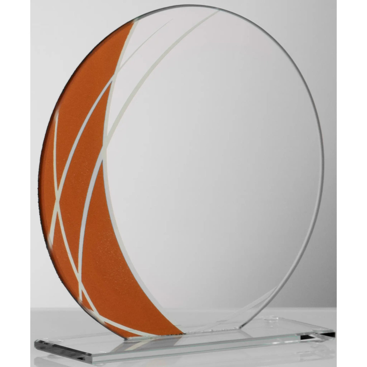 Glasaward Circle bronze-farben, 140 mm, aus 4 mm Klarglas für Lasergravur,