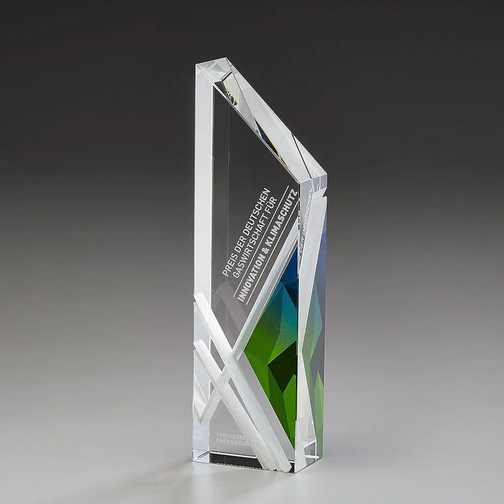Glasaward mit Beschriftung