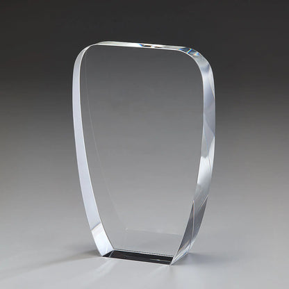 Unity Award – massiver Kristallglas-Block mit abgerundeten Ecken und Facettenschliff an den Seiten, blank ohne Gravur, personalisierbar mit Lasergravur für Unternehmensauszeichnungen und Firmenevents
