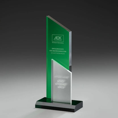 Emerald Peak Award mit individuellem Digitaldruck und Lasergravur, personalisierter Acrylglas-Award für Events und Firmenpreise
