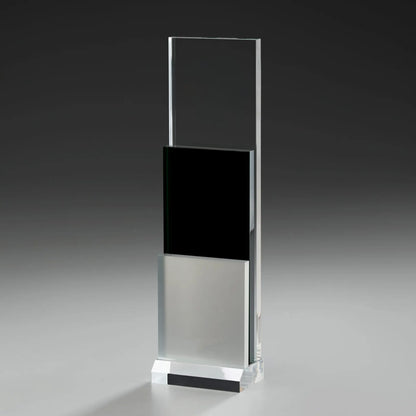 Phantom Step Award aus klarem Acrylglas, schwarzem und silbernem Acrylelement in Stufenform, klarer Sockel , unpersonalisiert
