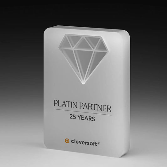 Glacier Diamond Award – satinierte Acrylglas-Trophäe mit abgerundeten Ecken und eingelassenem gefrosteten Diamant-Relief, Lasergravur, 200 mm, personalisierbar für Events und Golfturniere
