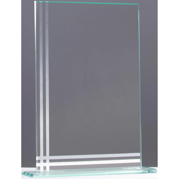 Glasaward Rechteck LINES, 205 mm, aus 4 mm Klarglas mit elegantem Linienmuster, Fläche für Lasergravur
