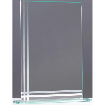 Glasaward Rechteck LINES, 205 mm, aus 4 mm Klarglas mit elegantem Linienmuster, Fläche für Lasergravur
