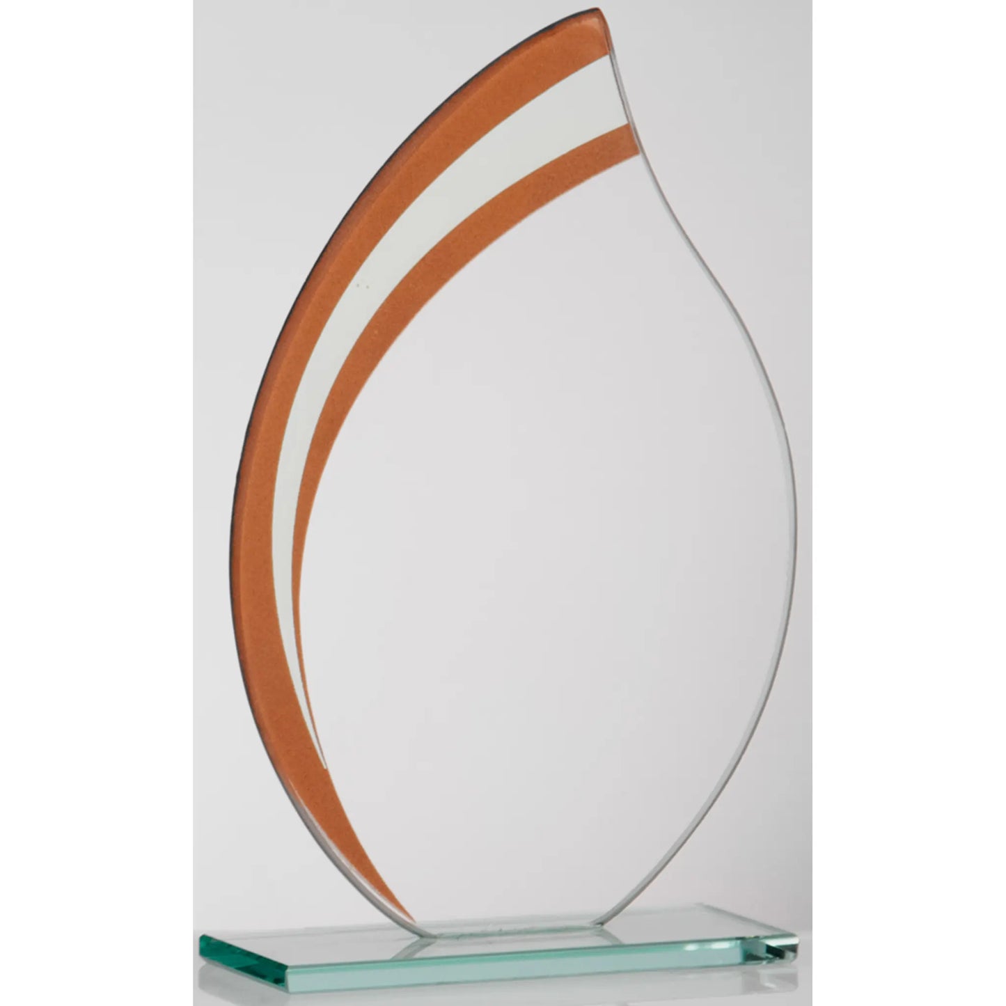Glasaward FLAME bronze-farben, 185 mm, aus 4 mm Klarglas für Lasergravur, inklusive Geschenkbox
