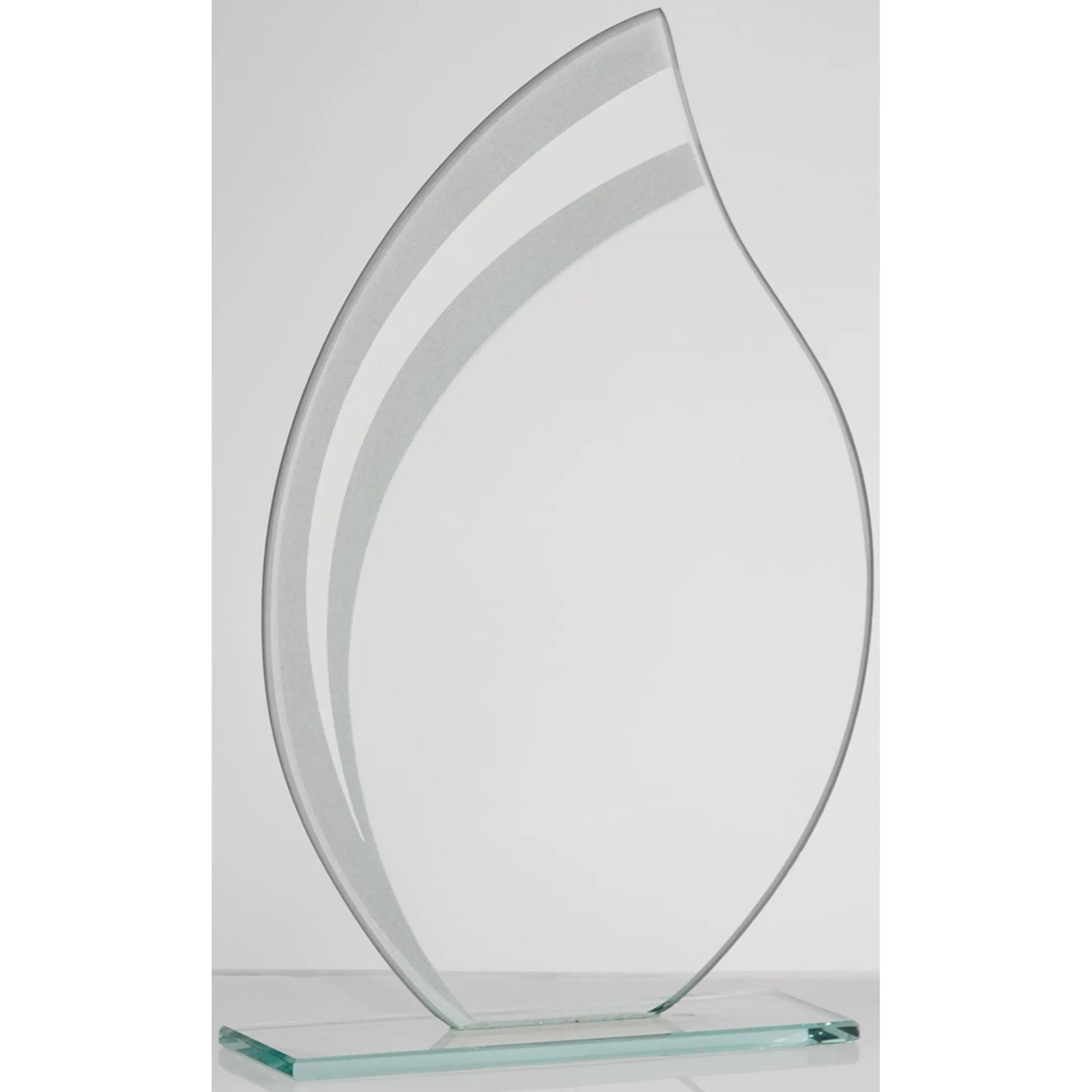 Glasaward FLAME silber-farben, 205 mm, aus 4 mm Klarglas für Lasergravur, inklusive Geschenkbox
