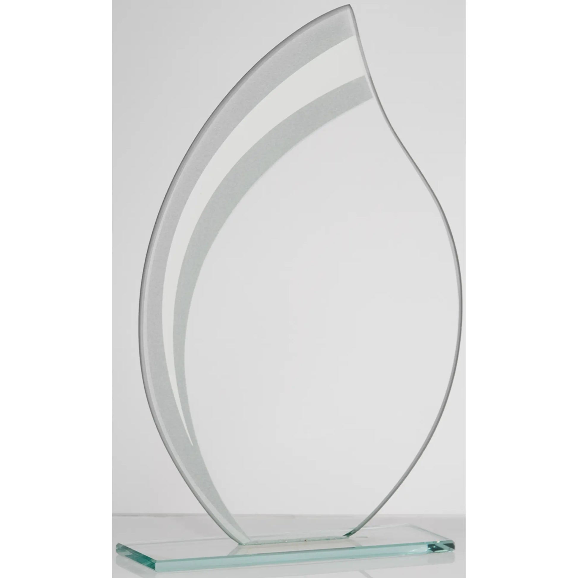 Glasaward FLAME silber-farben, 205 mm, aus 4 mm Klarglas für Lasergravur, inklusive Geschenkbox
