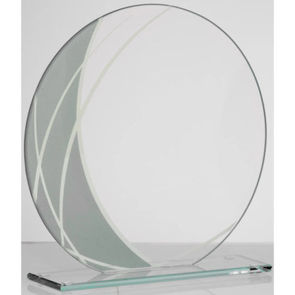 Glasaward Circle silber-farben, 160 mm, aus 4 mm Klarglas für Lasergravur
