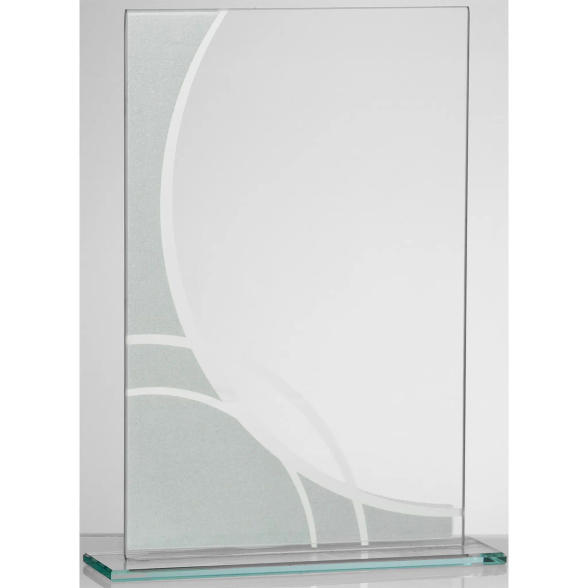 Glasaward Rechteck silber-farben 205 mm – klares Glas mit silberfarbigem Rand-Dekor und geschwungenem Linienmuster

