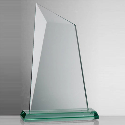 Glasaward Horizon aus 12 mm starkem klarem Glas, für individuelle Lasergravur
