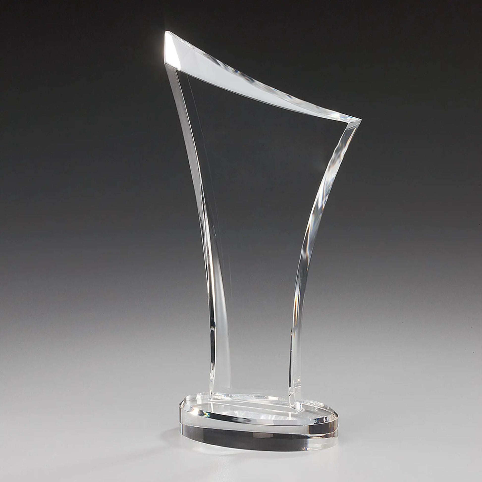 Number One Award – Acrylglas-Award in geschwungener Formeiner Eins  auf ovalem Sockel, blank ohne Gravur, ideal für Unternehmensauszeichnungen und Golfturniere
