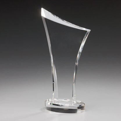 Number One Award – Acrylglas-Award in geschwungener Formeiner Eins  auf ovalem Sockel, blank ohne Gravur, ideal für Unternehmensauszeichnungen und Golfturniere
