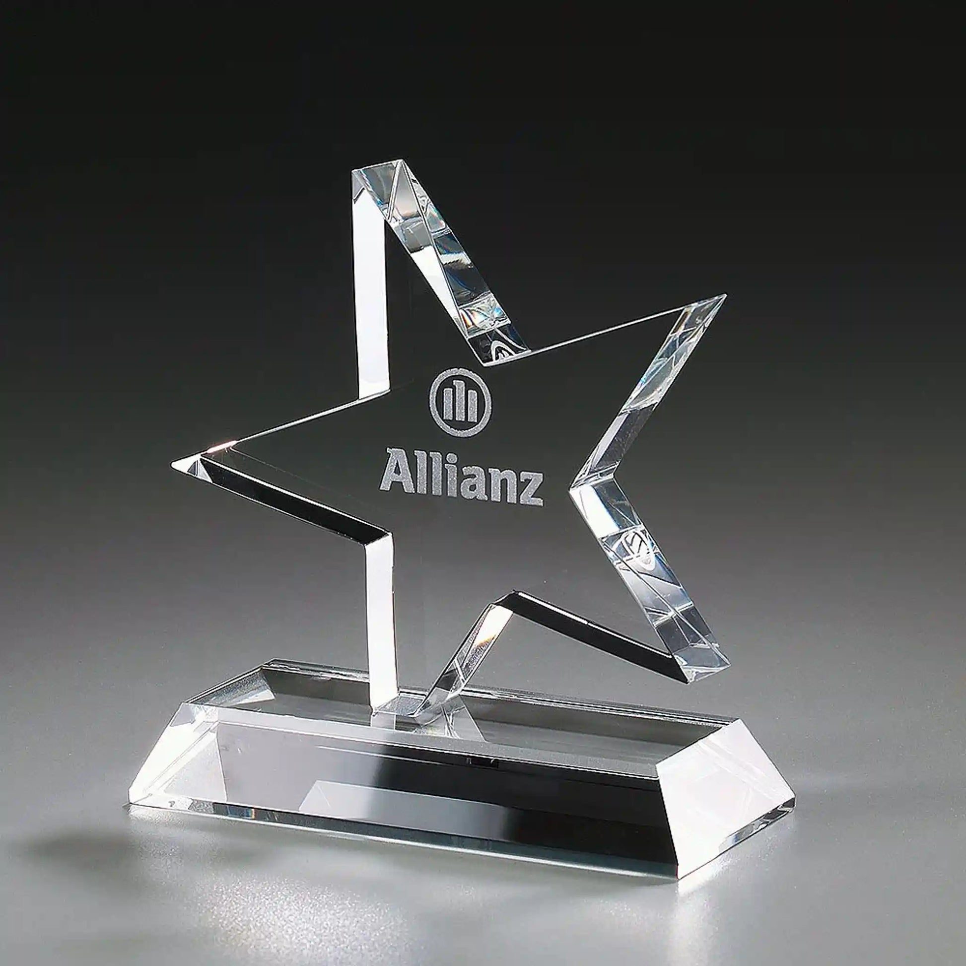 Euro Star Award aus Kristallglas – klassischer Stern-Award mit abgeschrägtem Sockel, 155 mm, mit Lasergravur personalisierbar

