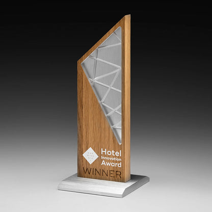 Award aus Holz und Acryl mit Beschriftungs-Beispiel