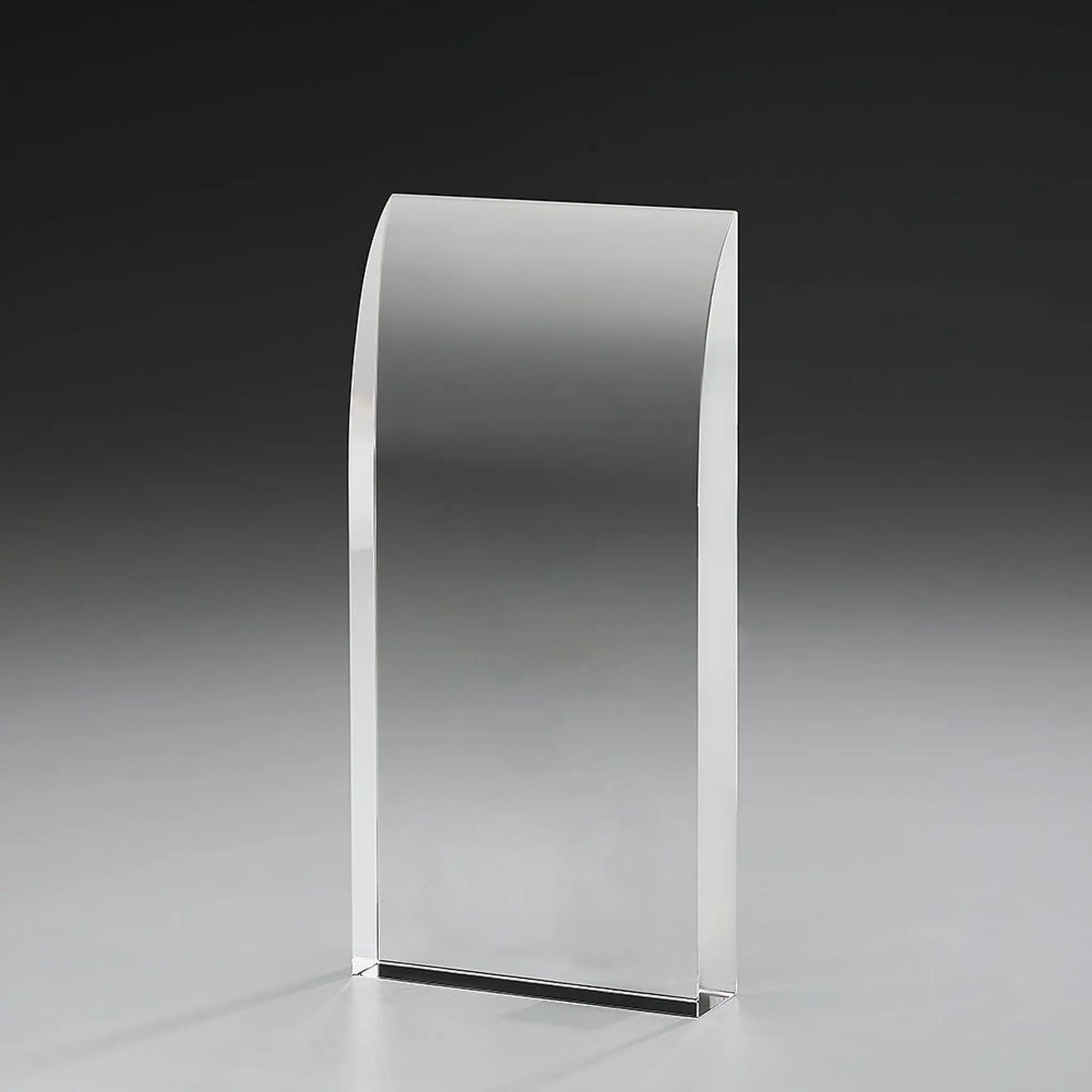 Vernal Award aus Kristallglas, 240 mm, blank – eleganter Glasaward mit geschwungener Bogenkante, 30 mm stark
