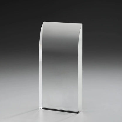 Vernal Award aus Kristallglas, 240 mm, blank – eleganter Glasaward mit geschwungener Bogenkante, 30 mm stark
